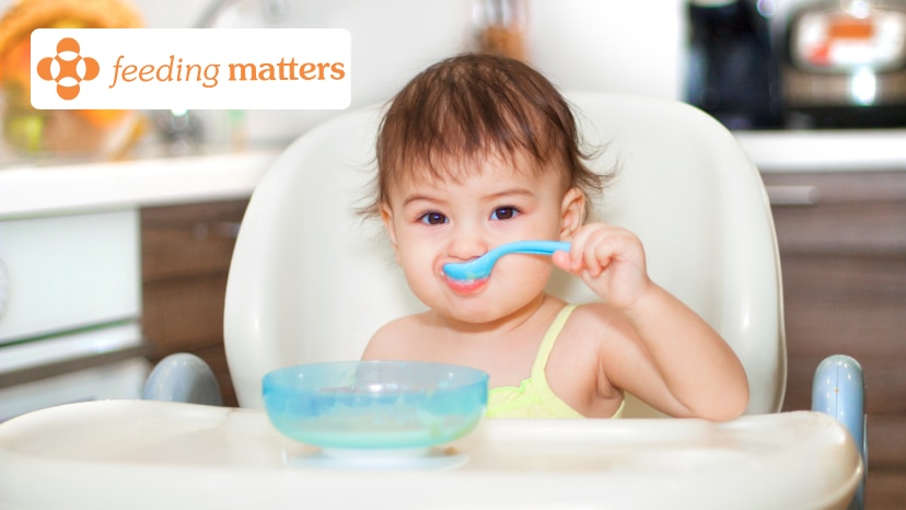 baby eating from soon and baby matters logo