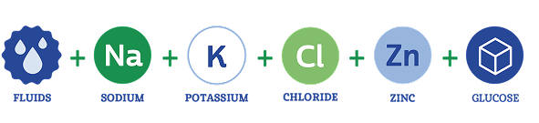 Fluids + Sodium + Potassium + Chloride + Zinc + Glucose