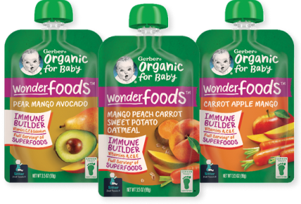 Gerber Wonder Foods Immune Builder baby food pouches